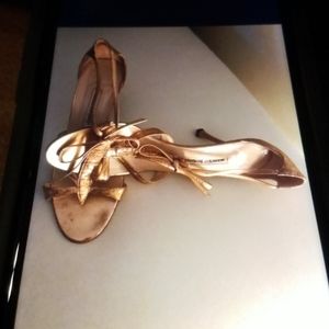Manolo Blahnik copper designer sandal